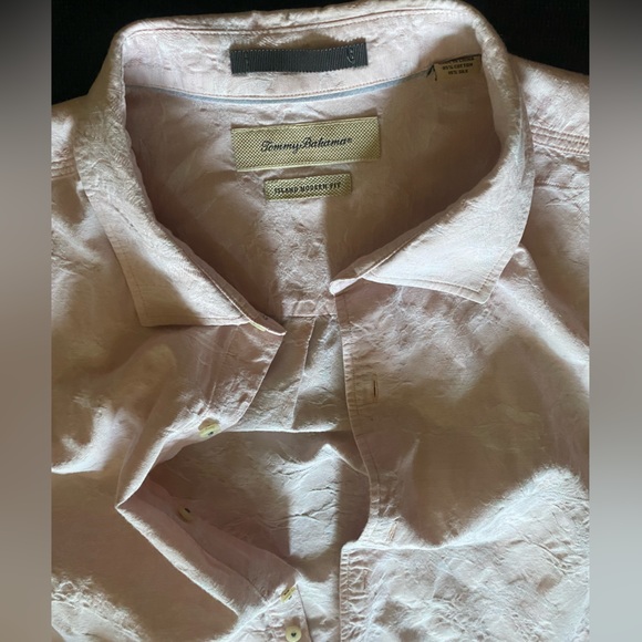Tommy Bahama Pale Pink Floral Button Up |  Island Modern Fit | Cotton & Linen - Picture 2 of 4